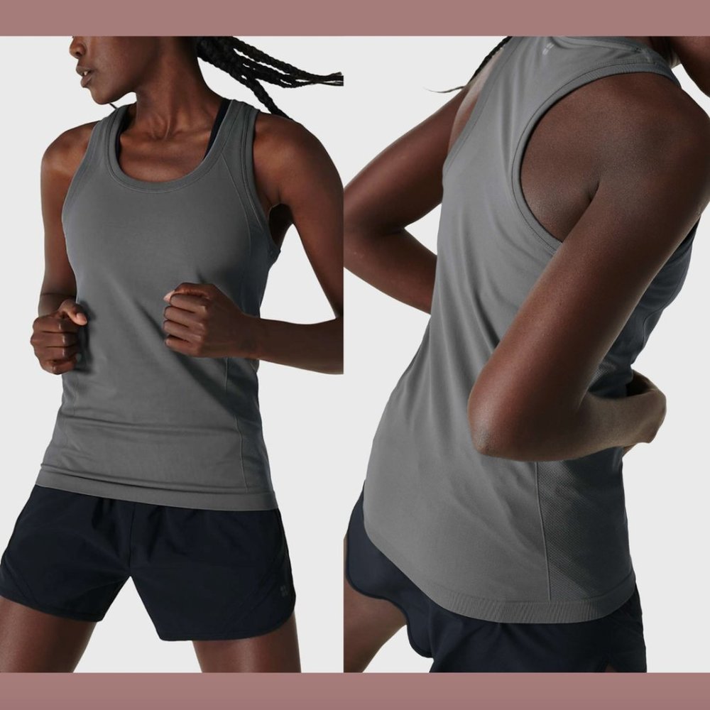 NWT $54 Sweaty Betty [ XS ] Athlete Seamless Workout Tank in Charcoal Grey #5900